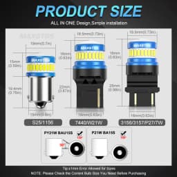 2x 1156 BA15S P21W 1157 7440 7443 W21/5W 3157 BAZ15D BA15D P21/5W Bau15s Car Bulb LED Lamp Reverse Brake Turn Signal Light 12V