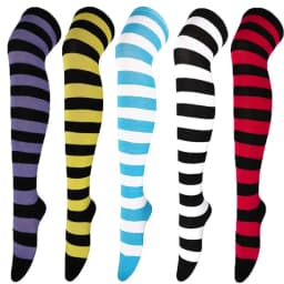 Womens Stockings Lolita Ladies Girls White Black Long Thigh High Socks Striped Over Above Knee cotton Socks COSPLAY 2025 New
