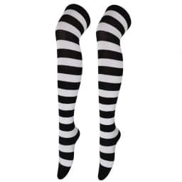 Womens Stockings Lolita Ladies Girls White Black Long Thigh High Socks Striped Over Above Knee cotton Socks COSPLAY 2025 New