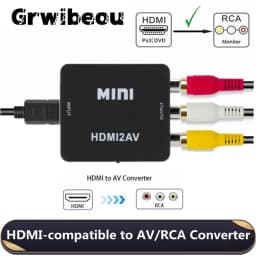Grwibeou 1080P HDMI-compatible to RCA Converter AV/CVSB L/R Video Box HD 1920*1080 HDMI2AV Support NTSC PAL Output HDMI To AV