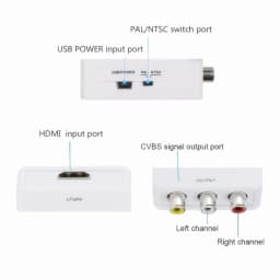 Grwibeou 1080P HDMI-compatible to RCA Converter AV/CVSB L/R Video Box HD 1920*1080 HDMI2AV Support NTSC PAL Output HDMI To AV