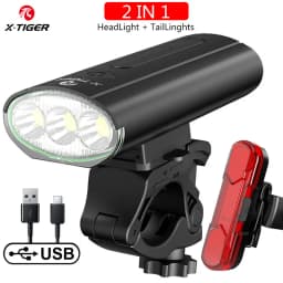X-TIGER Waterproof MTB Bike Light Aluminum Alloy Road Cycling USB Rechargeable Headlight 2400 Lumens Bicycle Light Accessories
