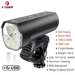 X-TIGER Waterproof MTB Bike Light Aluminum Alloy Road Cycling USB Rechargeable Headlight 2400 Lumens Bicycle Light Accessories