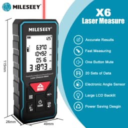 MILESEEY X6 Laser Tape Measure 40M 60M 80M 100M, Professional Rangefinder with Angle Display for DIY, Decorating, Building
