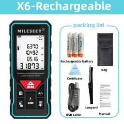 MILESEEY X6 Laser Tape Measure 40M 60M 80M 100M, Professional Rangefinder with Angle Display for DIY, Decorating, Building