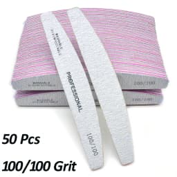 50/25 Pcs/Pack Professional Nail Files Set 80/100/180/240 Half Moon Strong Sandpaper Durable File Nails Tools Manicure Supplies