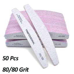 50/25 Pcs/Pack Professional Nail Files Set 80/100/180/240 Half Moon Strong Sandpaper Durable File Nails Tools Manicure Supplies