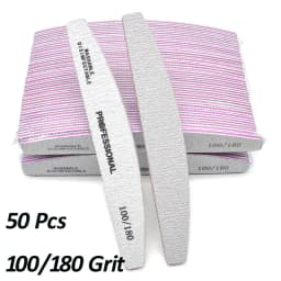 50/25 Pcs/Pack Professional Nail Files Set 80/100/180/240 Half Moon Strong Sandpaper Durable File Nails Tools Manicure Supplies