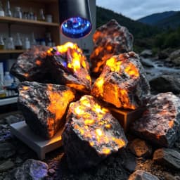 Natural Yooperlites Flame Stone Syenite Decor Stone Fluorescent Sodalite Mineral Rough Crystal Long-wave UV Collection Specimens
