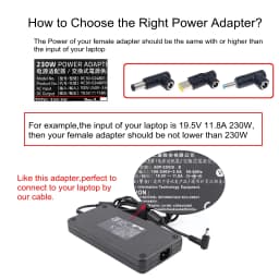 5.5x2.5mm Female Jack Universal Dc Power Supply Adapter Connector Plug for 180W 230W Universal Laptop Charger for Lenovo Hp Asus
