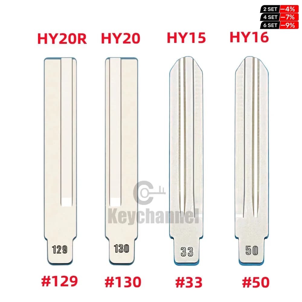 10pcs 129#130# 33# 50# Car Key Blade KD Key Blank HY20 HY20R HY15 HY16 Blade for Hyundai Kia for Xhorse KD KEYDIY Remote