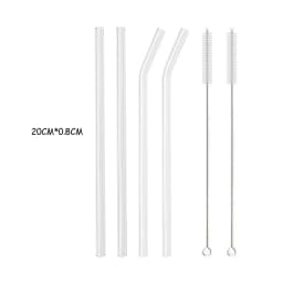 High Borosilicate Glass Straw Set Reusable Eco Friendly Drinking Straw for Smoothies Cocktails Bar Accessories Straws with Brush
