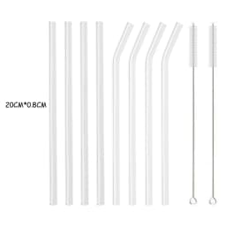 High Borosilicate Glass Straw Set Reusable Eco Friendly Drinking Straw for Smoothies Cocktails Bar Accessories Straws with Brush