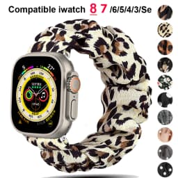 Leopard Strap For Apple Watch Band 40mm 44mm 42mm 49mm Elastic Nylon Bracelet IWatch Ultra 3 Series 11 10 SE 6 7 8 9 45mm 41mm