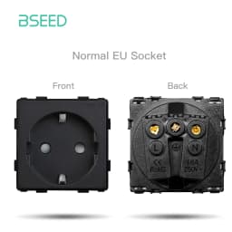 BSEED EU Standard Wall Power Socket USB Outlet Without Glass Panel DIY Function Parts Type-C Charge Port Part 110-250V 16A