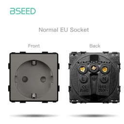 BSEED EU Standard Wall Power Socket USB Outlet Without Glass Panel DIY Function Parts Type-C Charge Port Part 110-250V 16A
