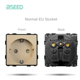 BSEED EU Standard Wall Power Socket USB Outlet Without Glass Panel DIY Function Parts Type-C Charge Port Part 110-250V 16A