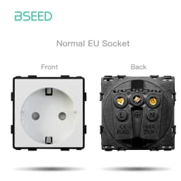 BSEED EU Standard Wall Power Socket USB Outlet Without Glass Panel DIY Function Parts Type-C Charge Port Part 110-250V 16A