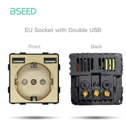 BSEED EU Standard Wall Power Socket USB Outlet Without Glass Panel DIY Function Parts Type-C Charge Port Part 110-250V 16A