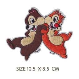 Cartoon Anime Two Squirrels Chip 'N' Dale Patch Iron On Embroidered Clothes Patches For Girl Boy Clothing Stickers Decoration
