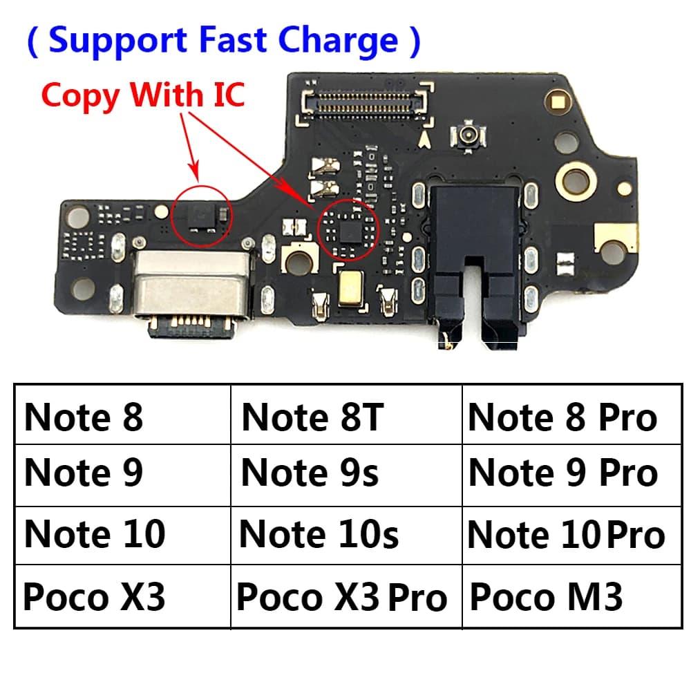 USB Charging Port Board Flex Cable Connector For Xiaomi Poco X3 M4 Pro M3 Redmi Note 7 8 8T 9S 9 10 10s 11 Pro 4G 5G Microphone