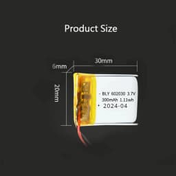 602030 3.7V 300mAh Real Capacity Polymer Lithium Ion Rechargeable Battery for Toys, LED Light, Bluetooth Speaker Tools Accessory