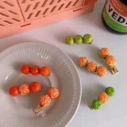 Creative fun half-peeled orange hairpin cute girl side clip Japanese fruit word clip duckbill clip net red hair accessories