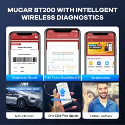 MUCAR BT200/BT200 Pro OBD2 Bluetooth Diagnostic Tool Full System Diagnose Oil SAS 15 Reset OBD 2 Scanner for All Car Code Reader