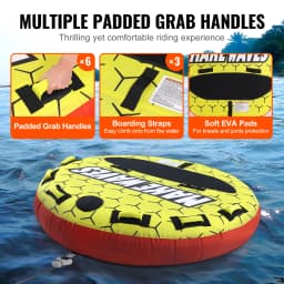 SucceBuy Towable Tube for Boating 1-3 People Inflatable Boat Tubes&Towables 63" Round Water Sport Towable Tube for Boat to Pull