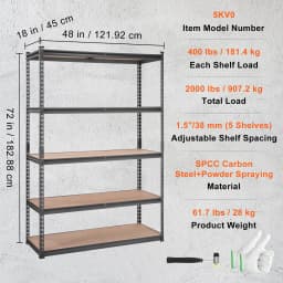 SucceBuy 5 Layers Standing Storage Shelving Unit Heavy Duty Organizer Metal Rack for Kitchen Living Room Warehouse Flower Stand