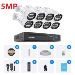 H.View 4K 5Mp 8Mp Poe CCTV Security Camera System Home Video Surveillance Kit 8Ch NVR Audio Outdoor IP Camera XMEYE App