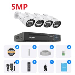 H.View 4K 5Mp 8Mp Poe CCTV Security Camera System Home Video Surveillance Kit 8Ch NVR Audio Outdoor IP Camera XMEYE App