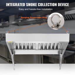 SucceBuy 4/5/6/7/8/9FT Commercial Exhaust 201 Stainless Steel Concession Hood Under Cabinet Range Hood Kitchen Vent Hood Sliver