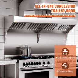 SucceBuy 4/5/6/7/8/9FT Commercial Exhaust 201 Stainless Steel Concession Hood Under Cabinet Range Hood Kitchen Vent Hood Sliver