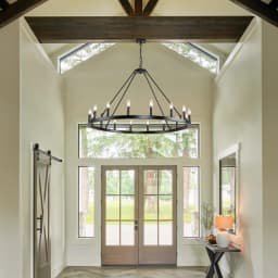 16-Light Wagon Wheel Chandelier Round Matte 43 inch Modern Rustic Farmhouse Pendant Light Large Chandeliers for Living Room