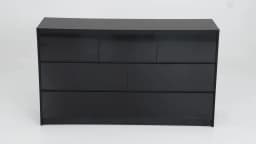 7 Drawer Dresser for Bedroom, 55 Inch Modern Dresser with High Gloss Drawers, Large Wood Chest of Drawer, White/Black