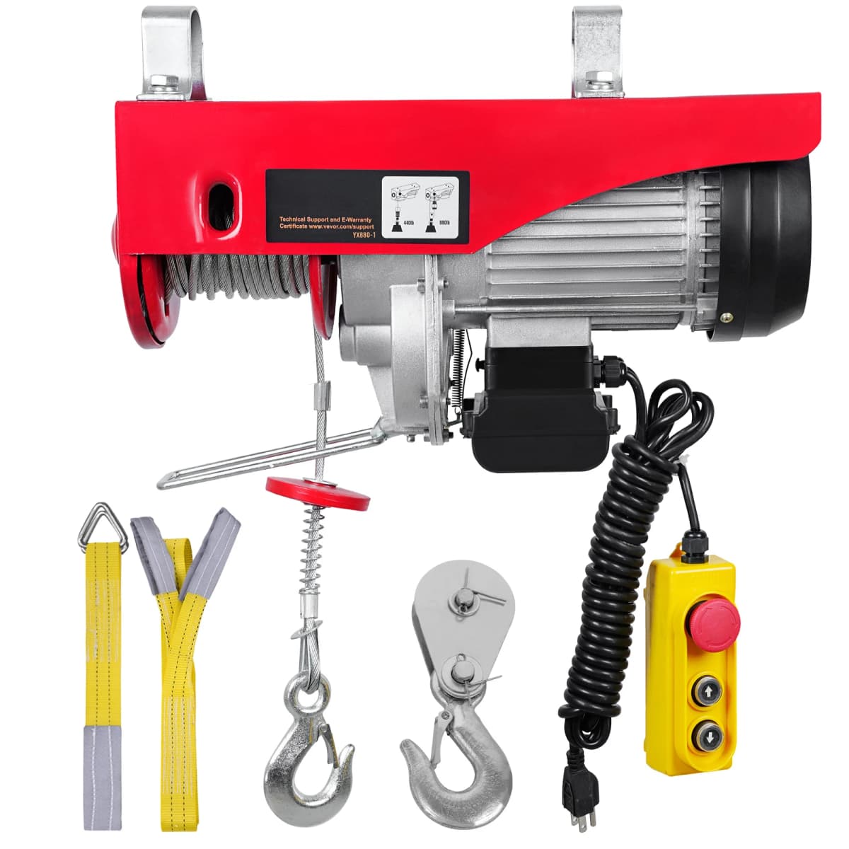 SucceBuy 200-800kg Electric Hoist with Wired/Wireless Remote Control Lifting Crane Cable Hoist Winch for Boat Garage Elevator