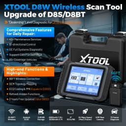 XTOOL D8W BT OBD2 Diagnostic Tool ECU Coding Bluetooth Automotive Scanner VAG Guided Key Programming Topology Map with 42+ Reset