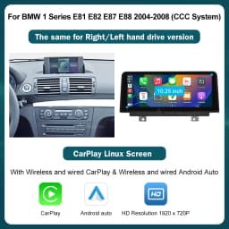 RoadTop 10.25'' 12.3'' Wireless CarPlay Android Auto For BMW Series 1 E81 E82 E87 E88 CCC CIC System Multimedia Display Screen