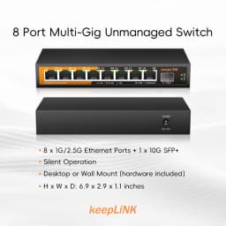KeepLiNK 9-Port Multi-Gigabit Network Switch with 8-Port 2.5Gb Ethernet Copper and 2-10Gb SFP+ Uplink