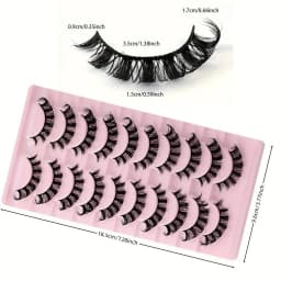 30Pairs 3-Pack Russian Strip Lashes D Curl Fake Lashes Natural Look Fluffy Volume Wispy Russian Lashes 3D Effect Fake Eyelashes