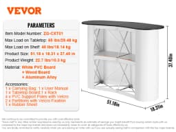 SucceBuy Portable Tradeshow Podium Table Exhibition Counter Stand Booth Fair w/ Wall Foldable Promotion Retail Table for party