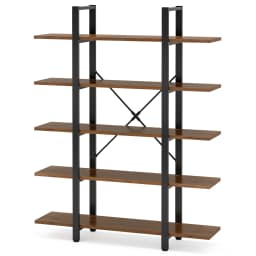 Tribesigns 5-Tier Bookshelf, Vintage Industrial Style Bookcase 72 H x 12 W x 47L Inches, Retro Brown
