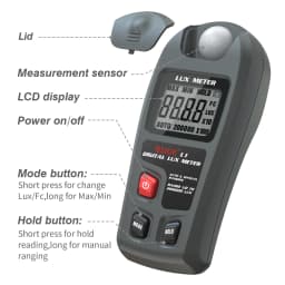 BSIDE Digital Lux Meter Illuminometer 0~200,000lux LCD Pocket Light Meter Lux/FC Measure Tester Sensor Photometer Luxmeter