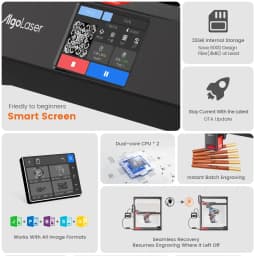 AlgoLaser Alpha MK2 20W Engraver with Auto Assist Pump 20W Output Efficient Expandable APP Supported DIY Laser Engraver Cutter Tools