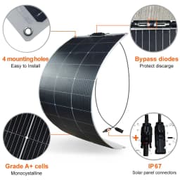 125W 250W Solar Panel 18V Flexible Solar Panel Monocrystaillne Solar Cell 12V/24V Battery Charger 1000W Home System Kits RV Boat