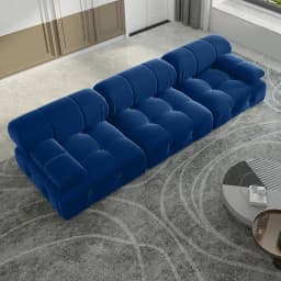 104" Minimalist Modular Sectional Sofas Modern Velvet Convertible Couches 3 Seats Living Room Sofa Sets for Office Apartment