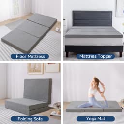 Hcore Folding Mattress, 4 Inch Foldable Memory Foam Mattress with Bag, Portable Mattress Topper for Floor, Camping, Guest