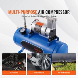 SucceBuy 12V Air Compressor with Tank 1.6 Gallon/6 L 120 psi Onboard Air Compressor System for Train Air Horns Inflating Tires