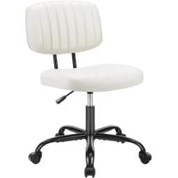 JHK Armless Office Desk Chair Back Lumbar Support Height Adjustable PU Leather Computer Chair with 360° Swivel Rolling Wheels